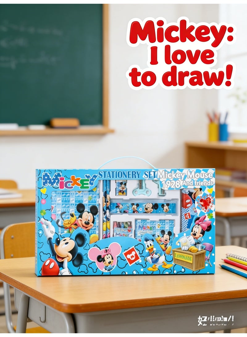 Disney 16-piece student stationery set, school supplies gift box set, suitable for primary school students, including pencils, erasers, pencil sharpeners-pencil cases-colored crayons-notebooks, etc. Birthday gift for back-to-school season - Image 4